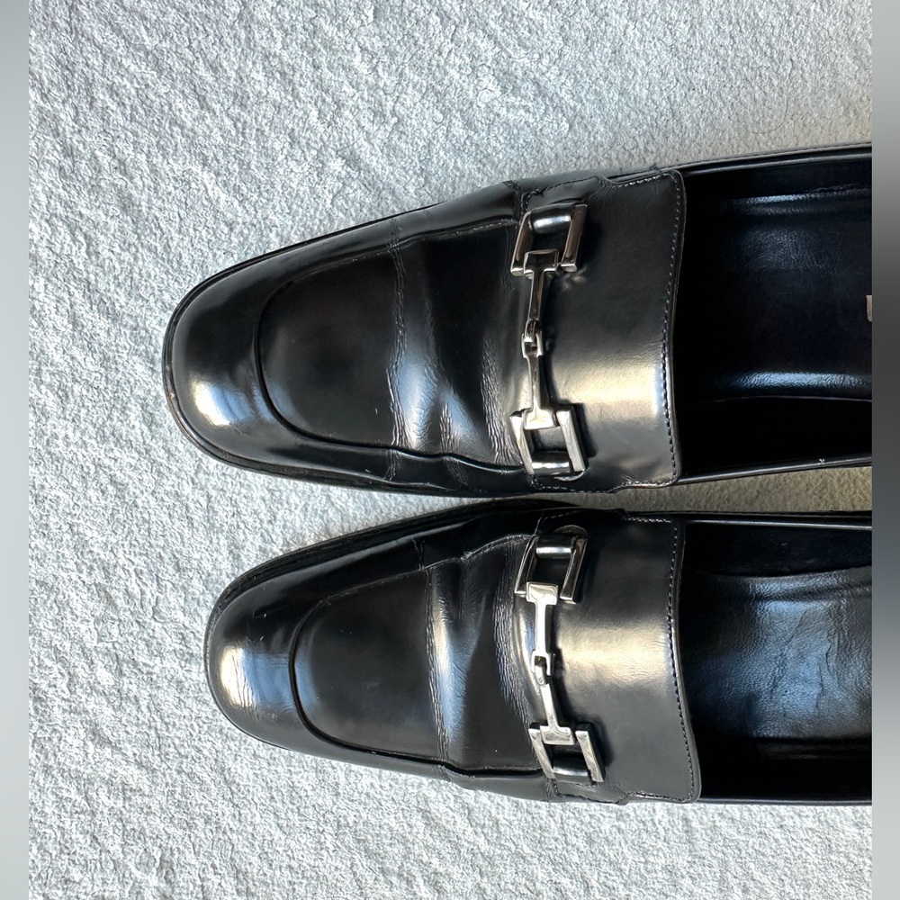Vintage Gucci Horsebit Loafer Chunky Heel Black Leather Womens 6.5 - Picture 10 of 12